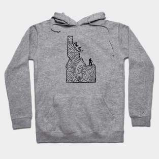 Get Lost Hiking Topographic Art Hike Idaho State Map Hoodie